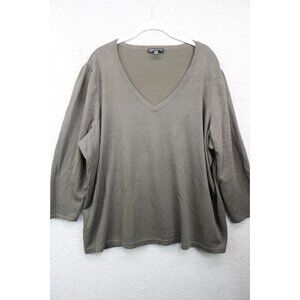 Lane Bryant 3/4 Sleeve V Neck Sweater-Size 22/24-Army Green-Soft